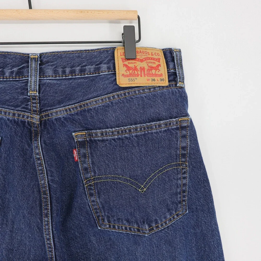 Levis 555 Jeans Mens 36x30 Blue Relaxed Straight Denim Pants